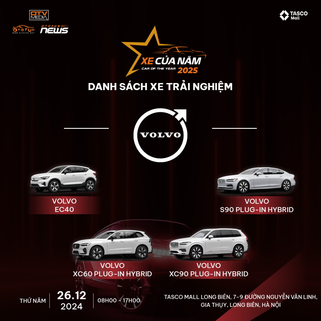 Đăng ký lái thử bốn mẫu xe Volvo tại chương trình Xe Của Năm 2025 ngay thôi nào.